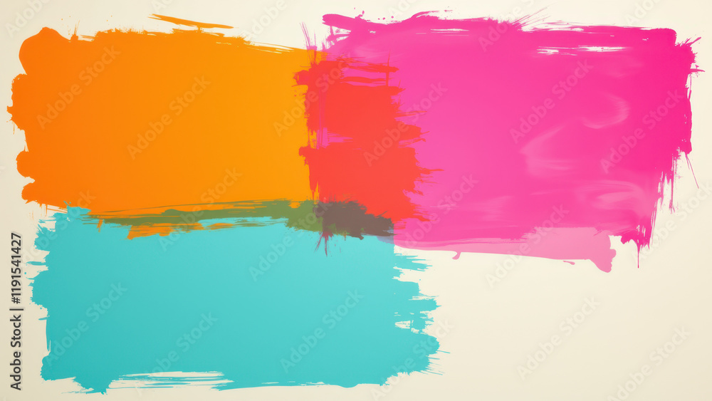 Vibrant abstract background with bold strokes of pink, orange, yellow, and blue paint. Vibrant abstract background with bold strokes of pink, orange, yellow, and blue paint.