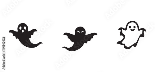Cute Halloween Ghost Illustrations for Spooky Decoration and Graphic Design