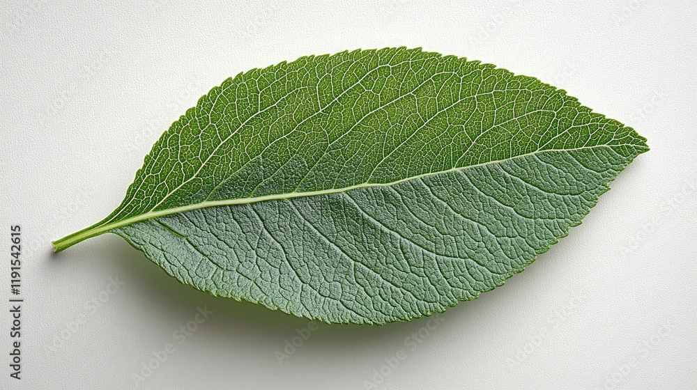 Obraz premium Single Green Leaf Detailed Veins and Texture