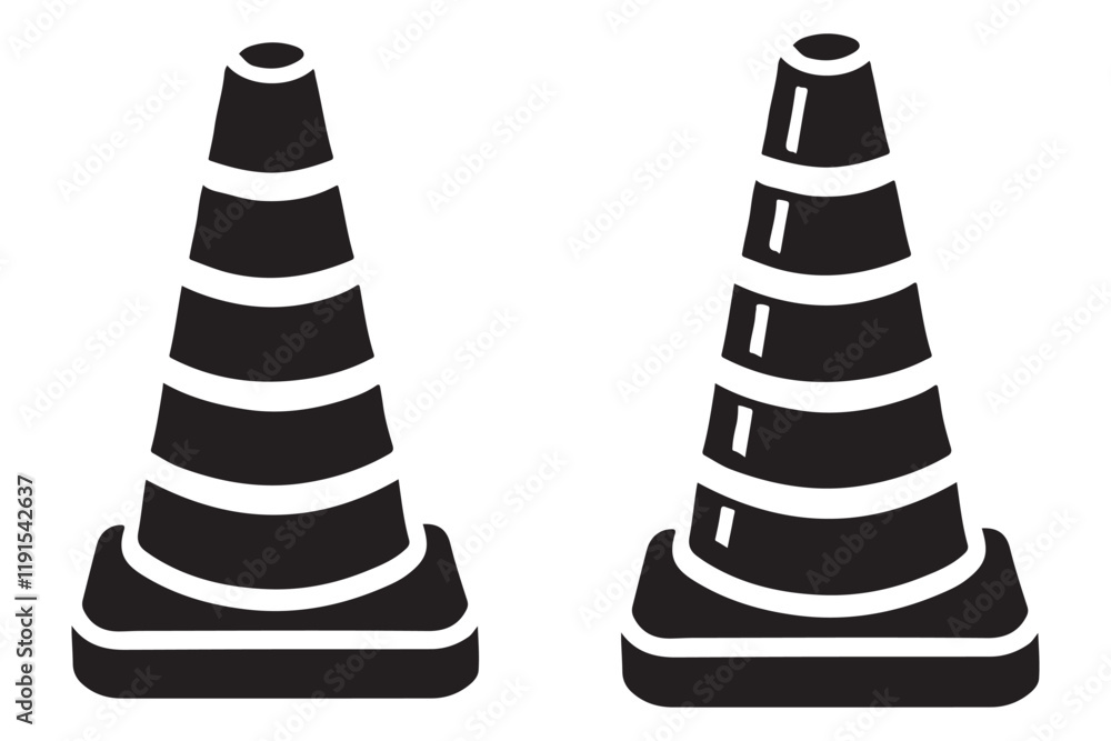 Traffic Cones Silhouette Vector Illustration for Safety Traffic Cones Silhouette Vector Illustration for Safety