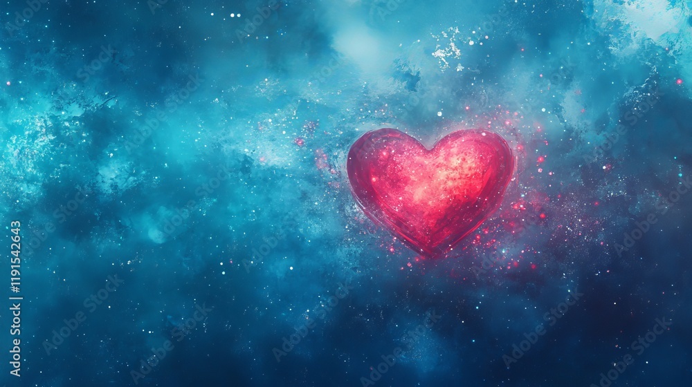 Obraz premium Glowing Heart in Cosmic Nebula