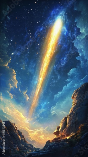 Starlit night sky with a glowing galaxy over a forest landscape
