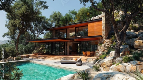 Wallpaper Mural Modern Hillside Home With Pool And Lush Landscaping Torontodigital.ca