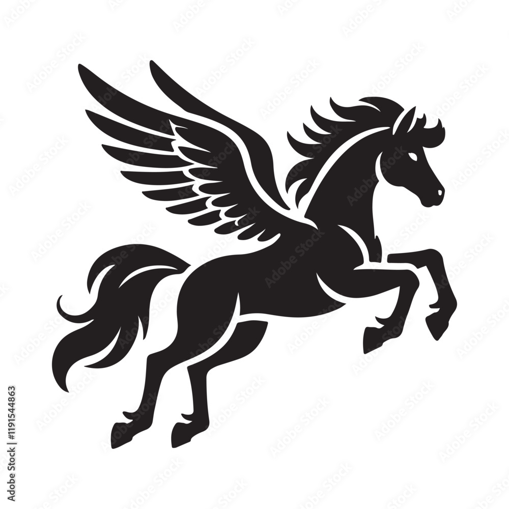 Silhouette Illustration of a Majestic Pegasus Silhouette Illustration of a Majestic Pegasus