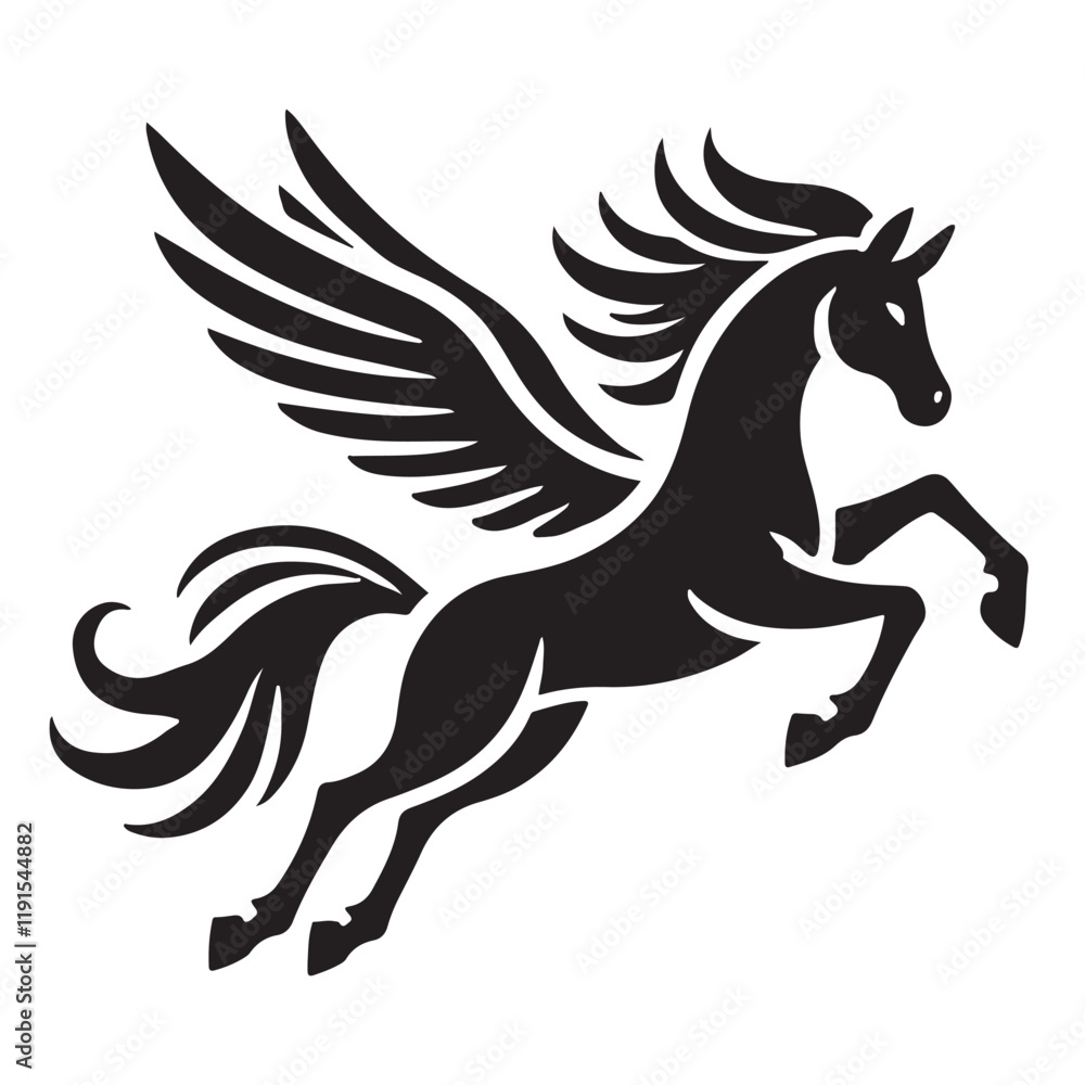 Fototapeta premium Pegasus Silhouette Vector Illustration Mythological Creature