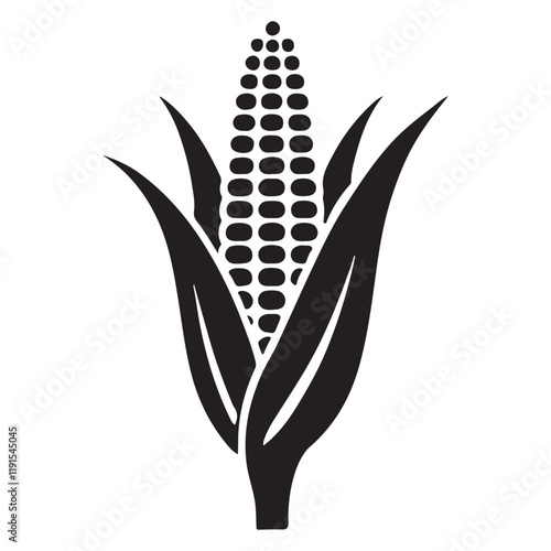 Simple Corn on the Cob Silhouette Vector Illustration