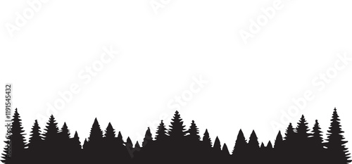 Silhouette of Pine Forest Vector Illustration