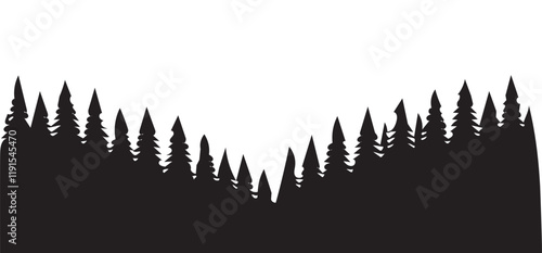 Dark Forest Silhouette Landscape Illustration