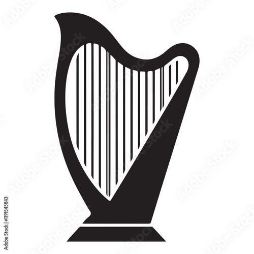 Harp Silhouette Illustration Musical Instrument