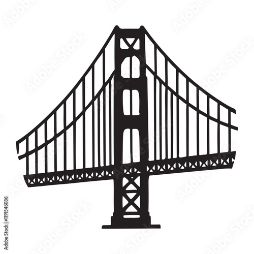 Iconic Golden Gate Bridge Silhouette Illustration