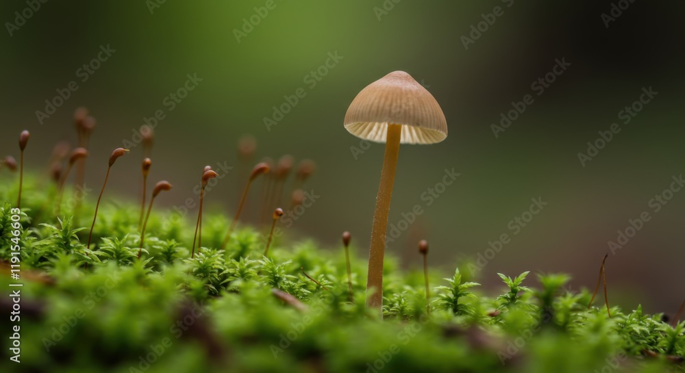Macro photograph, forest floor, delicate mushrooms, soft lighting, moss carpet, earthy tones, shallow depth of field, misty atmosphere, tiny organisms, nature details, fairy tale ambiance, damp enviro Macro photograph, forest floor, delicate mushrooms, soft lighting, moss carpet, earthy tones, shallow depth of field, misty atmosphere, tiny organisms, nature details, fairy tale ambiance, damp enviro