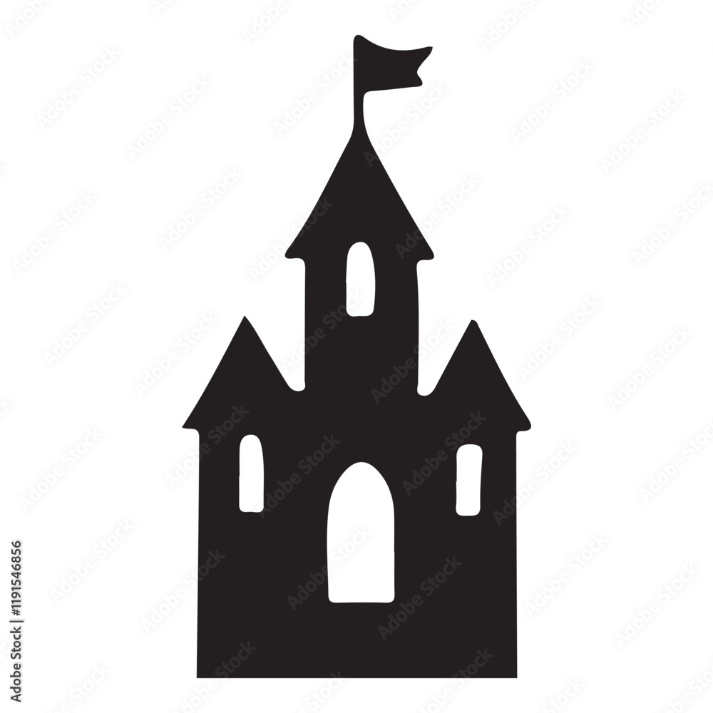 Spooky Castle Silhouette Illustration for Halloween Designs Spooky Castle Silhouette Illustration for Halloween Designs