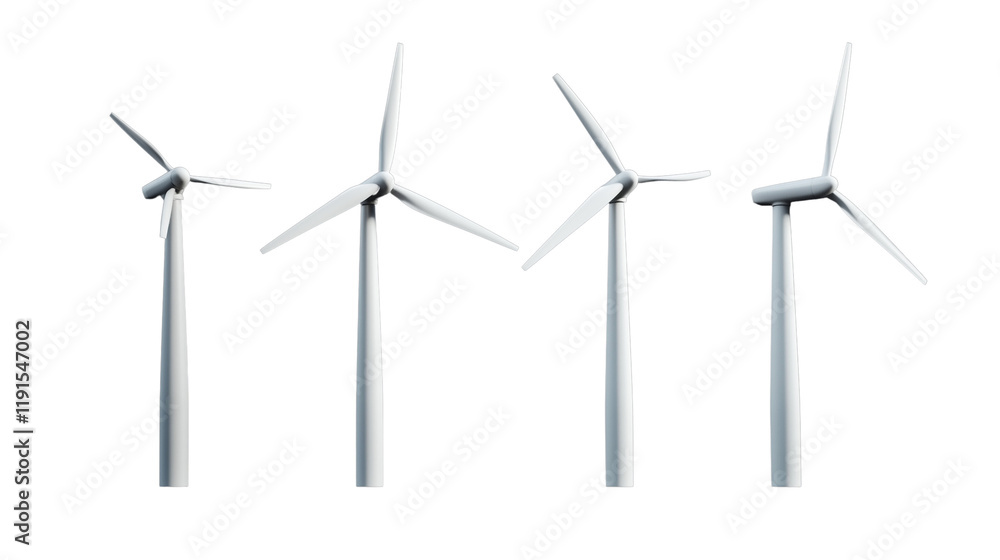 Wind Turbines on White Background - Renewable Energy Concept on a transparent background
Wind Turbines on White Background - Renewable Energy Concept on a transparent background