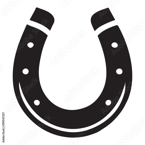 Classic Horseshoe Silhouette Illustration Black and White