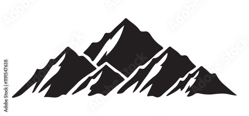 Impressive Black Silhouette Mountain Peak Illustration