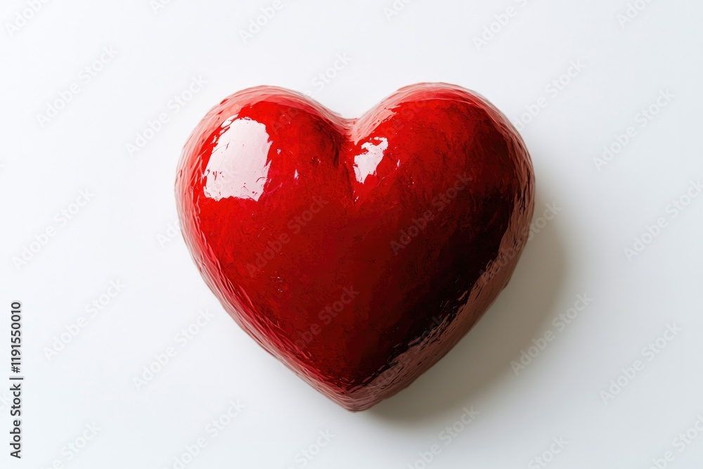 Shiny red heart symbolizes love and affection, standing out agai Shiny red heart symbolizes love and affection, standing out agai