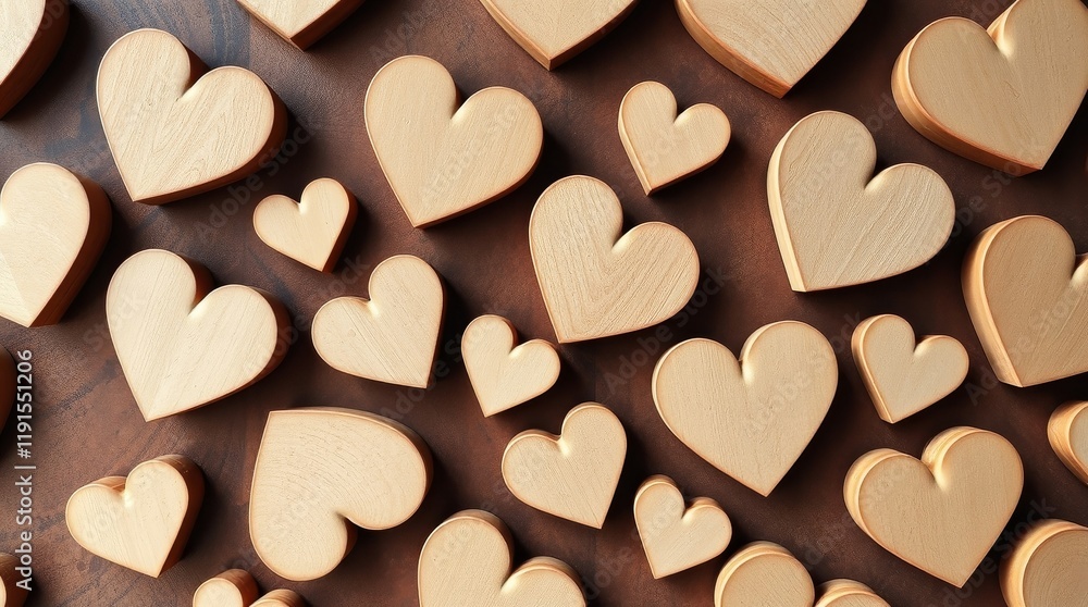 Fototapeta premium hearts pattern on a wall, professional aesthetic, earth tones, browns, beiges, muted colors