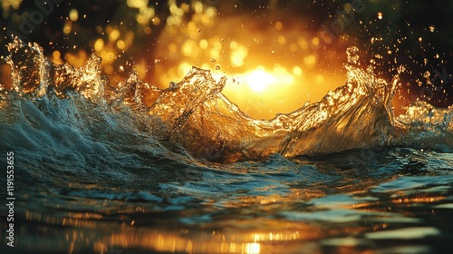 Wallpaper Mural Golden Sunset Water Splash Dramatic Nature Scene Torontodigital.ca
