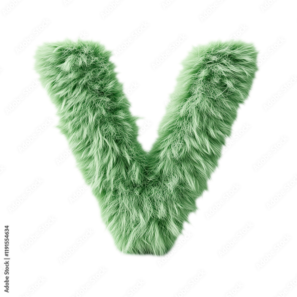Fluffy mint green decorative letter V perfect for home decor or craft projects Fluffy mint green decorative letter V perfect for home decor or craft projects