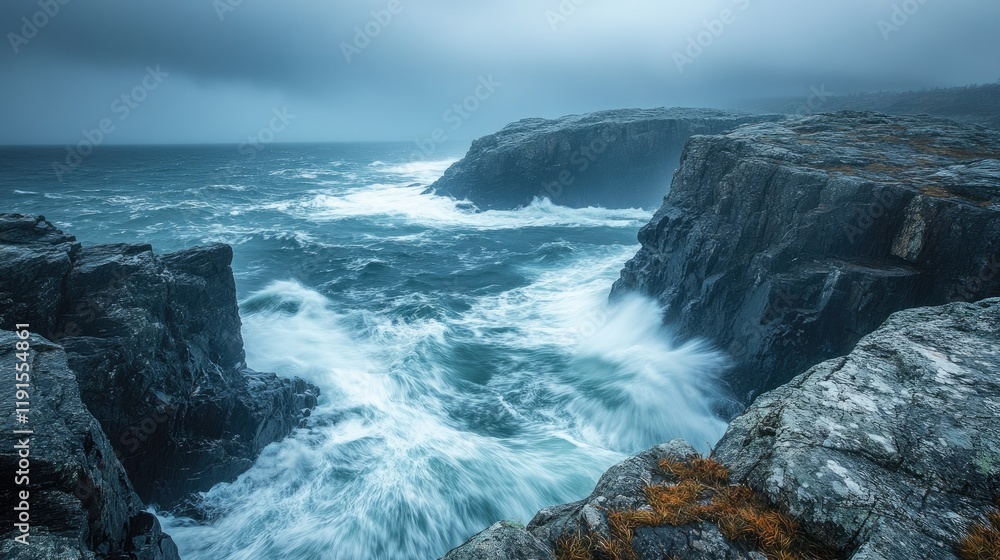 Dramatic Ocean Waves Crashing Against Rugged Cliffs Dramatic Ocean Waves Crashing Against Rugged Cliffs