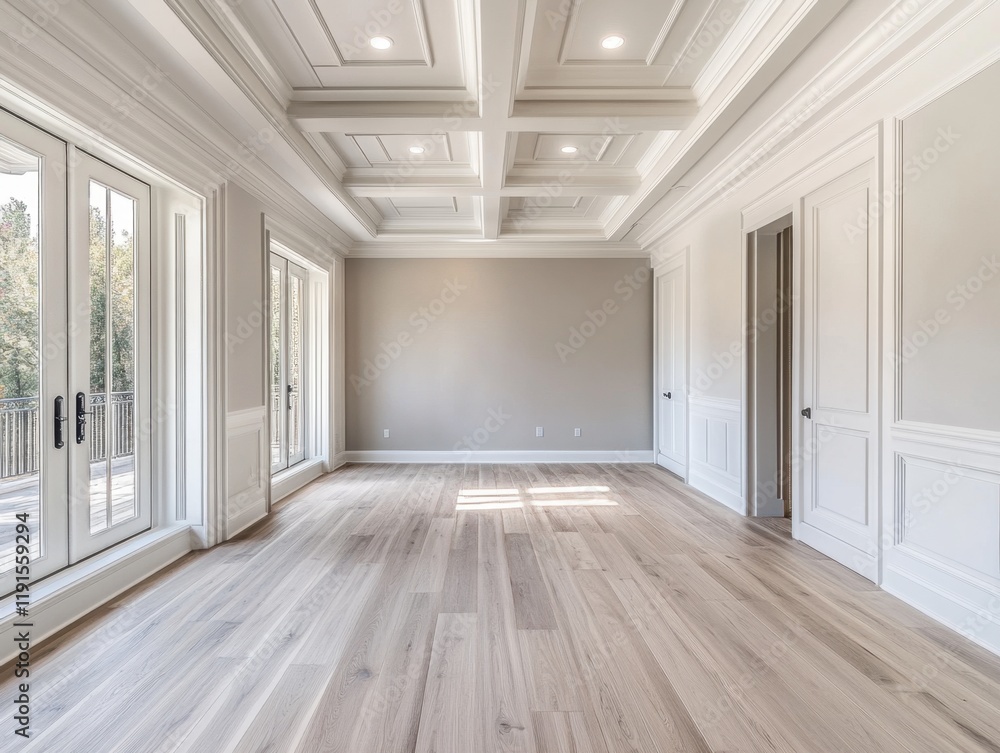 A large room with a white wall and white trim A large room with a white wall and white trim