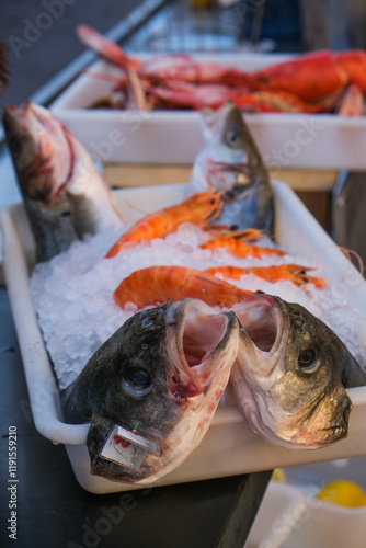 Obraz na płótnie peixe fruto mar mercado nice frança comérico feira w salonie