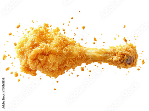 Crispy Fried Chicken Drumstick with Flavor Explosion Isolated on transparent background