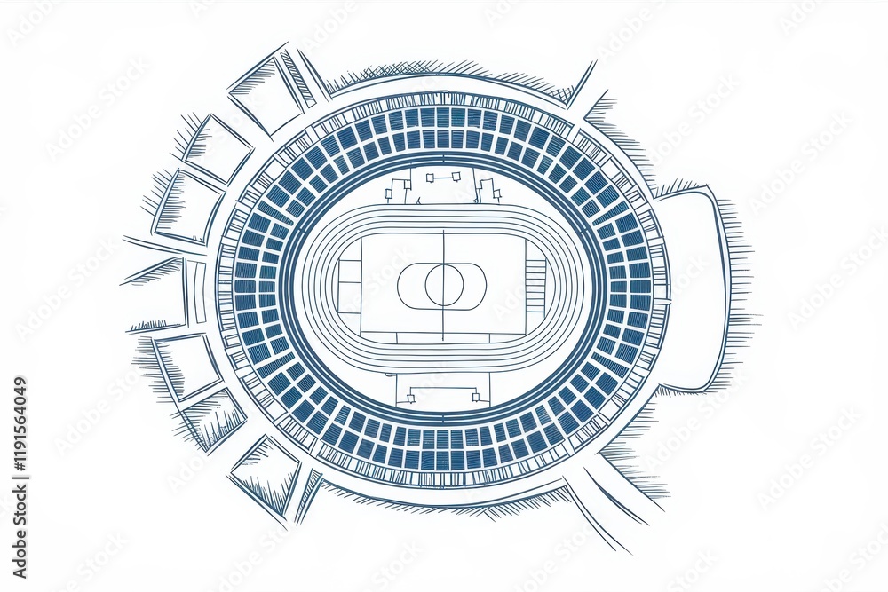 Obraz premium Aerial View of a Large Circular Stadium Design