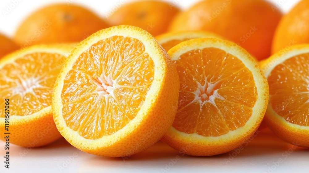 Fototapeta premium Juicy Orange Slices Freshly Cut Ready To Eat
