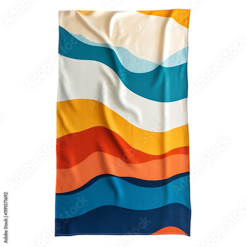 Abstract Wavy Lines Retro Beach Towel Design Colorful Summer Pattern Fabric Texture red art sea blue