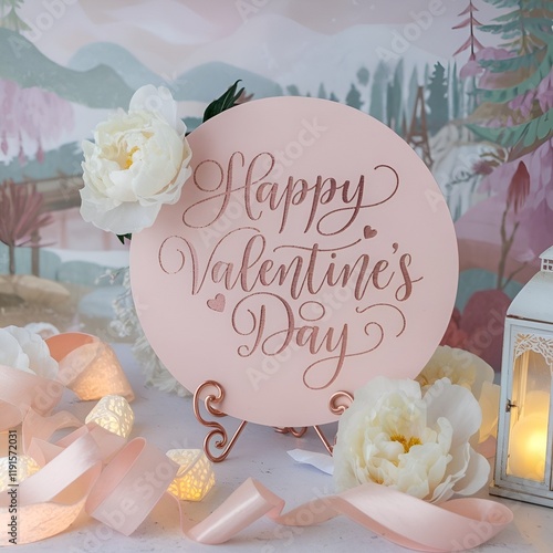 Pastel Valentine’s Day background, Romantic blush pink decor, Soft Valentine’s Day theme, Elegant love-themed design, Rose gold Valentine’s Day, Dreamy Valentine’s Day setup, Light pink romantic decor photo