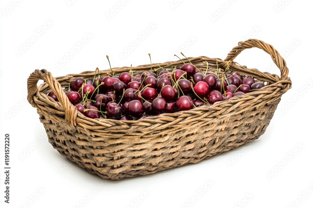 Fresh Cherries in a Wicker Basket Fresh Cherries in a Wicker Basket