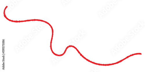 Red thread isolates on a white background. Red silk thread looped in a circle form, symbolizing vector thread of fate in chinese tradition. .Line of red yarn, long red thread.