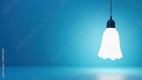 Ghostly gray creepy lantern on right. Soft white background. Copy space for text, 3D render AI Generated Designer Element photo