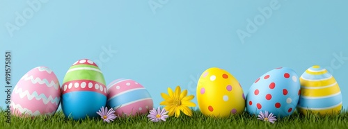 Easter eggs and flowers with a blank area for text or a message