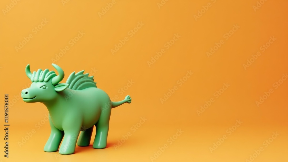 Jade green minotaur icon on left. Soft orange background. Copy space for text, 3D render AI Generated Designer Element Jade green minotaur icon on left. Soft orange background. Copy space for text, 3D render AI Generated Designer Element