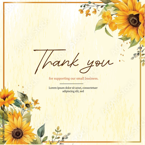 Sunflower border wreath, round frame of yellow flowers, hand drawn watercolor beautiful invitation card set arrangement, floral Frames spring Geometry wedding love card  vintage template background