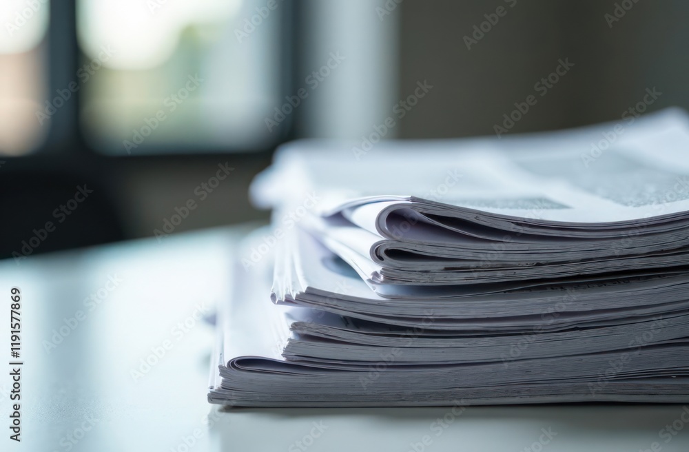 Pile of fresh newspapers on blur background Pile of fresh newspapers on blur background