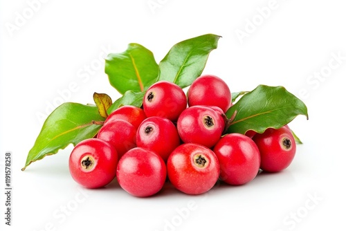 Vibrant Red Berries with Fresh Leaves photo