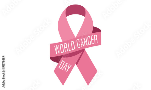 World Cancer Day. With White Background. Color Gradient Ribbon illustration. Celebrate World Cancer Day on February 4th. Suitable for banners, posters, social media etc.