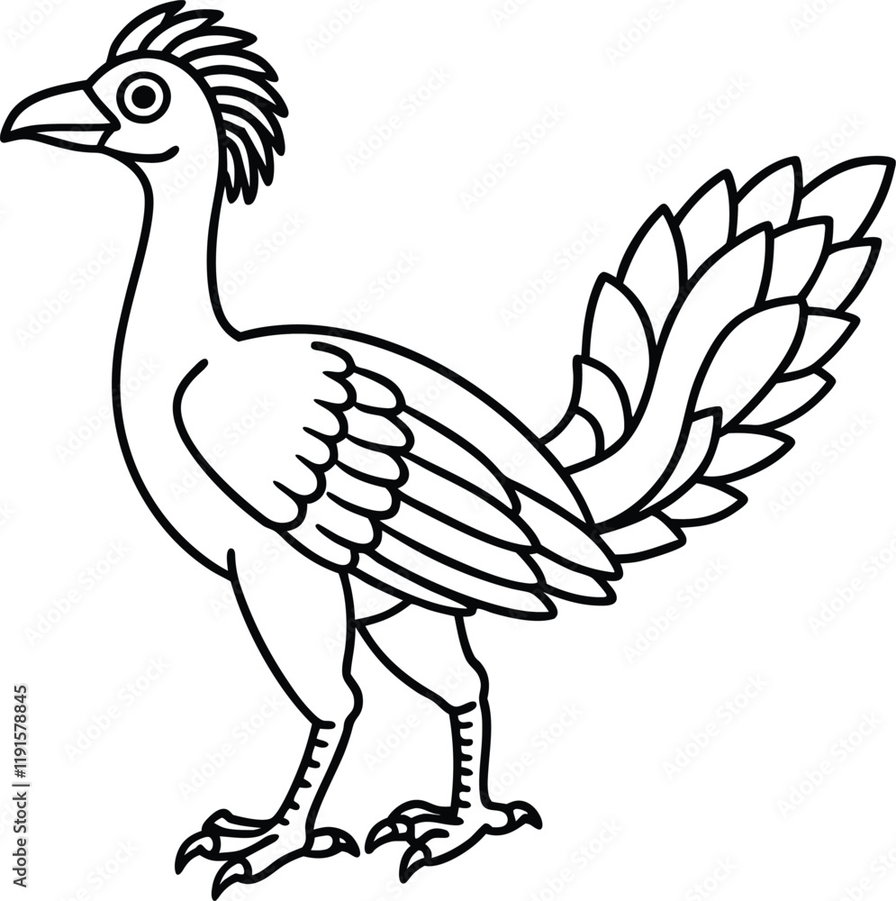 Archaeopteryx line arts with white background. Archaeopteryx Line Art, Black and White Cartoon Dinosaur Illustration Archaeopteryx line arts with white background. Archaeopteryx Line Art, Black and White Cartoon Dinosaur Illustration