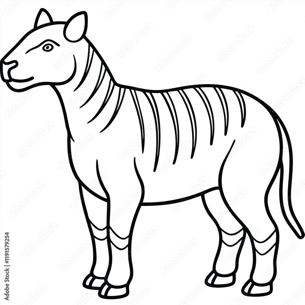 Fototapeta premium Archaeotherium line arts with white background 