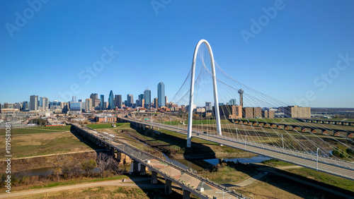 Bild auf Leinwand Modern Margaret Hunt Hill Bridge over Trinity river in Dallas, Texas