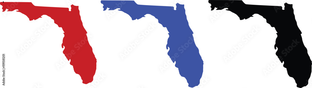 Map of Florida State on a Clean White Background, USA Geography Overview Map of Florida State on a Clean White Background, USA Geography Overview