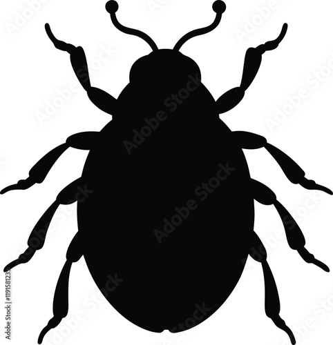 Vector Illustration of Beetle Silhouette. Asian cockroach line arts with white background 