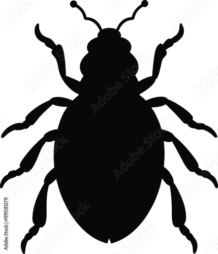 Vector Illustration of Beetle Silhouette. Asian cockroach line arts with white background 