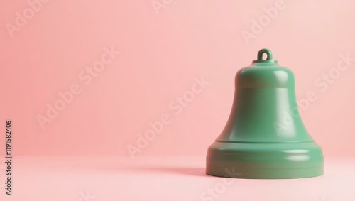 Coral pink dumbbell on right. Soft green background. Copy space for text, 3D render AI Generated Designer Element photo