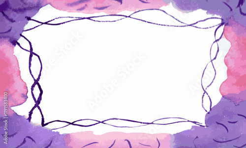 Purple border - watercolor - hand drawn