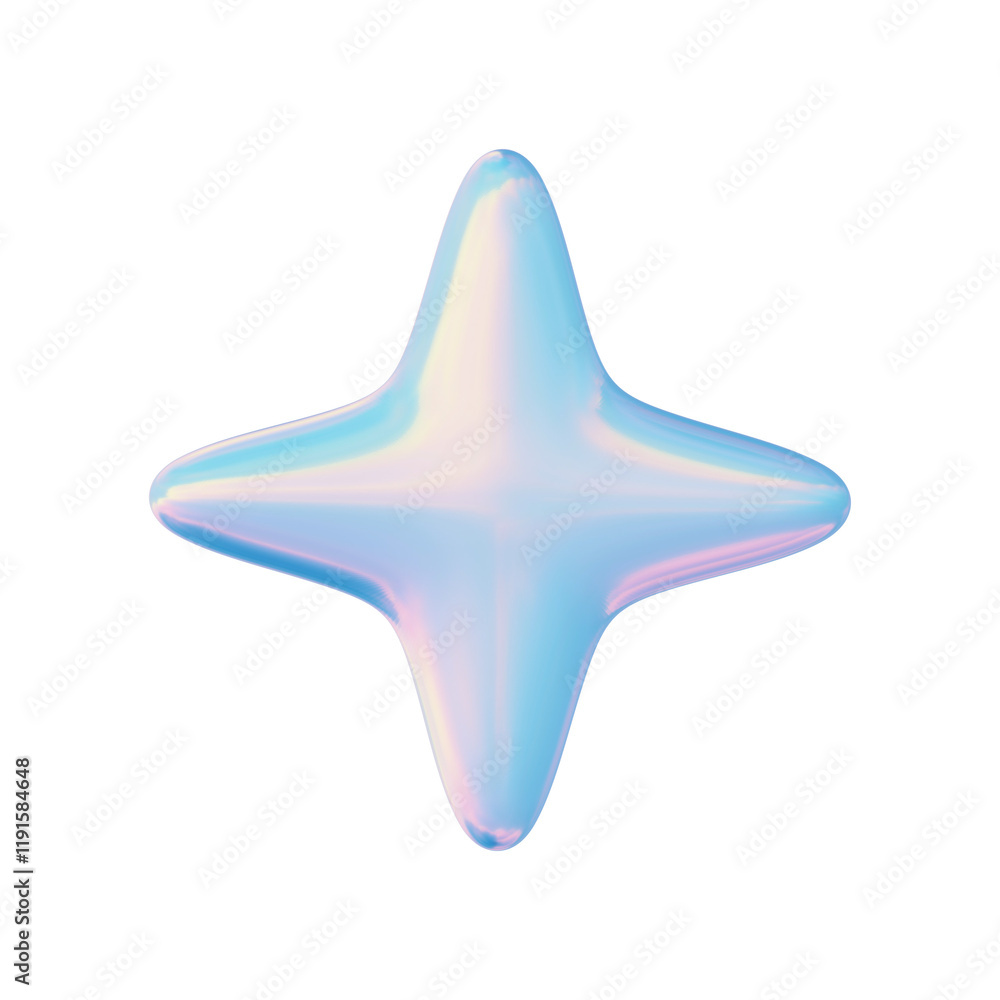 3D Blue Holographic Sparkle Star 3D Blue Holographic Sparkle Star