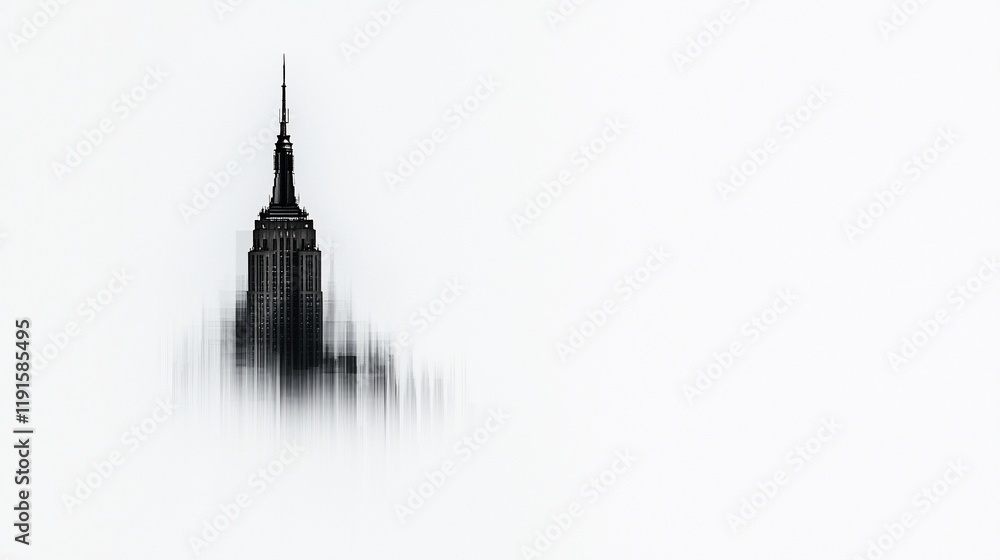 Fototapeta premium Motion-blurred black and white photo of a skyscraper.
